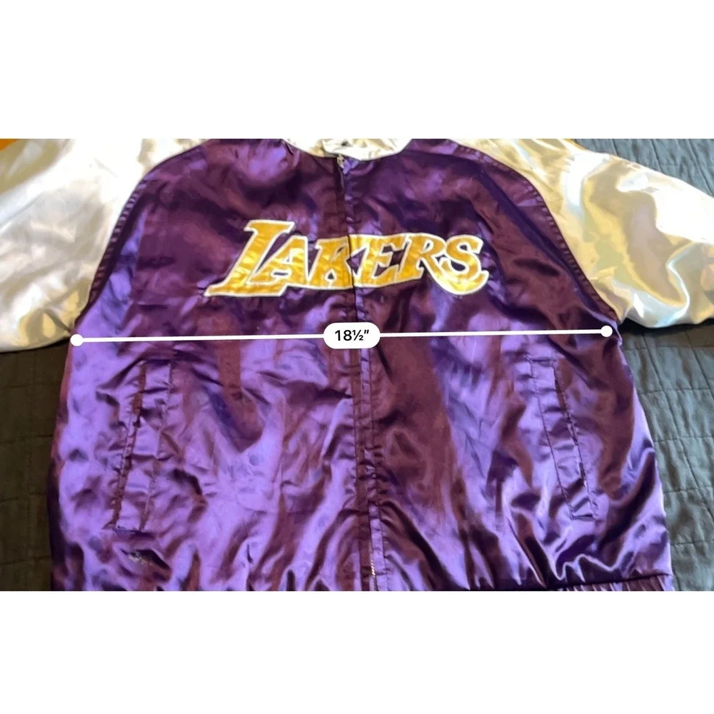 Reebok NBA Los Angeles Lakers Youth XL 2XL Satin Warm Up Jacket Purple 5198J 05